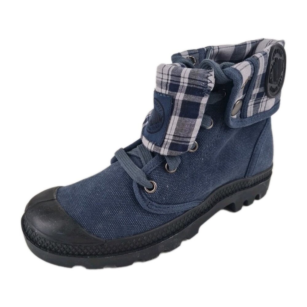 Palladium Mustard High Outdoor Hiking Canva Women Boots Blue